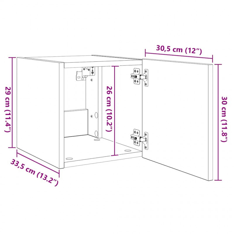 Ścienne szafki TV z LED, 2 szt., białe, 30,5x35x30 cm