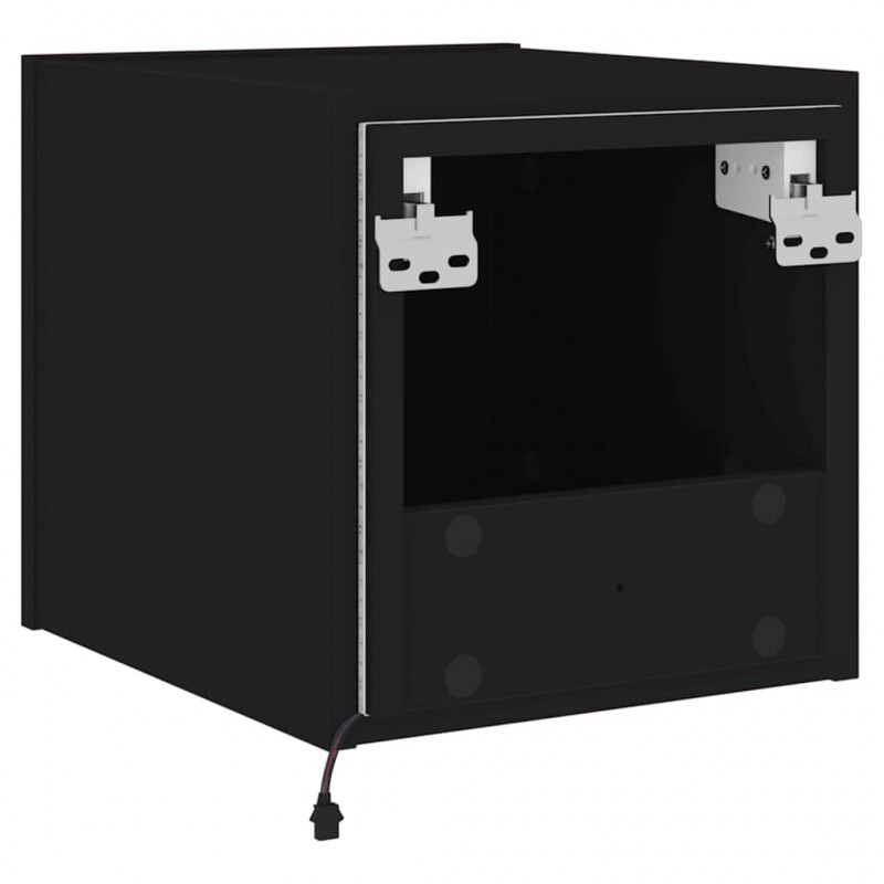 Ścienne szafki TV z LED, 2 szt., czarne, 30,5x35x30 cm