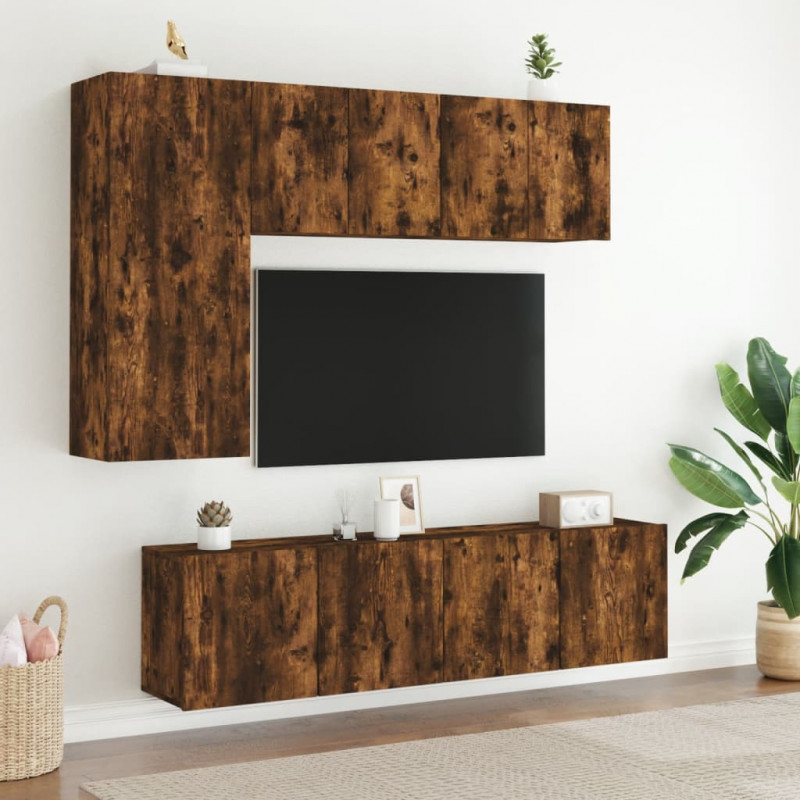 Ścienna szafka TV, przydymiony dąb, 60x30x41 cm