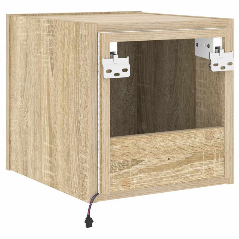 Ścienne szafki TV z LED, 2 szt., dąb sonoma, 30,5x35x30 cm