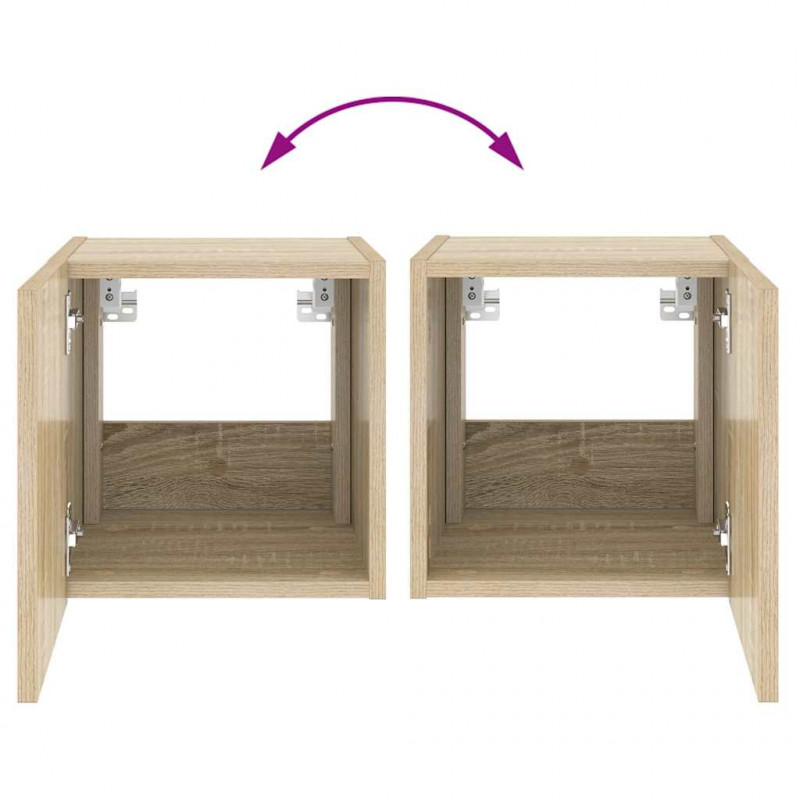 Ścienne szafki TV z LED, 2 szt., dąb sonoma, 30,5x35x30 cm