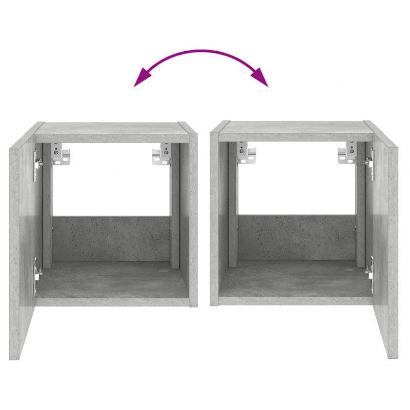 Ścienna szafka TV z LED, szarość betonu, 30,5x35x30 cm