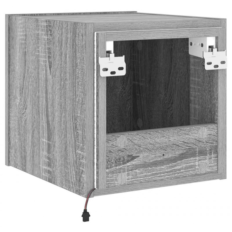 Ścienne szafki TV z LED, 2 szt, szary dąb sonoma, 30,5x35x30 cm