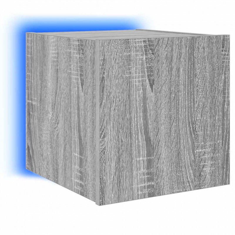 Ścienne szafki TV z LED, 2 szt, szary dąb sonoma, 30,5x35x30 cm