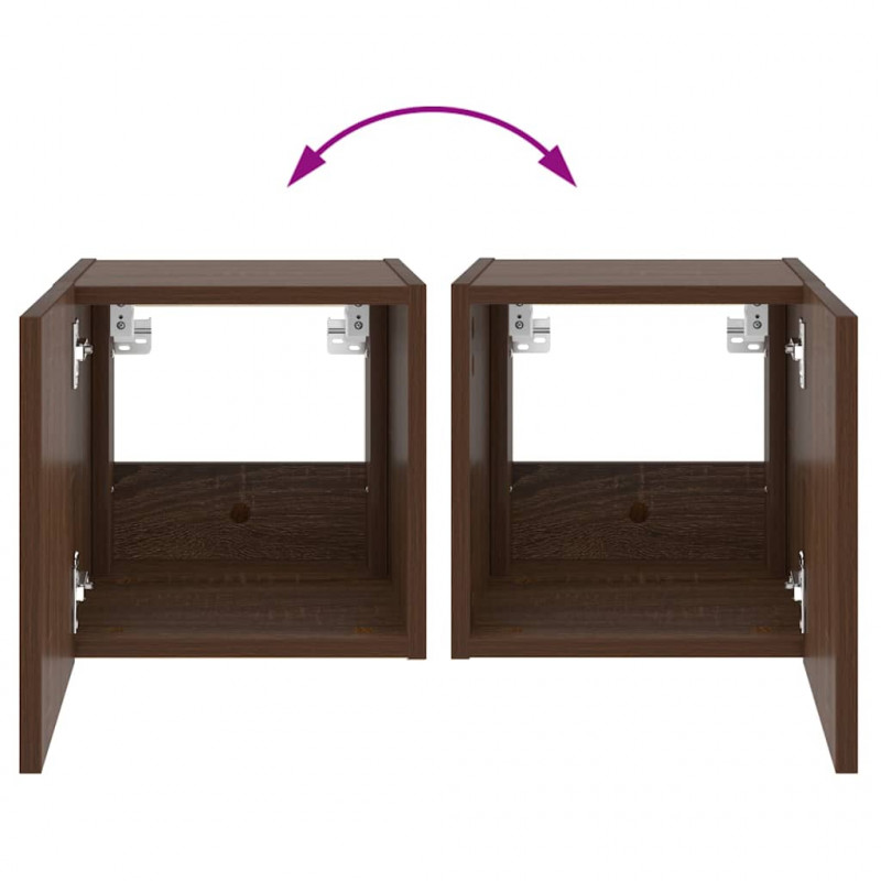 Ścienne szafki TV z LED, 2 szt., brązowy dąb, 30,5x35x30 cm