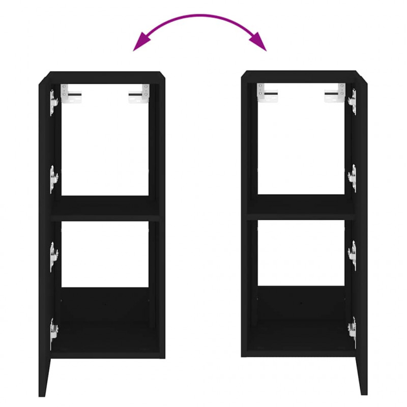Ścienna szafka TV z LED, czarna, 30,5x35x70 cm