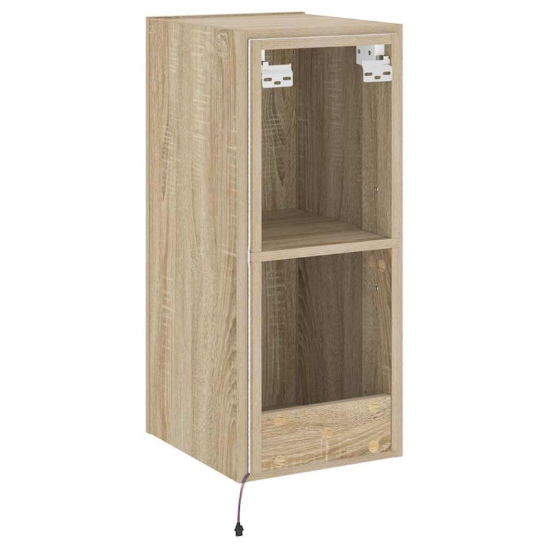 Ścienna szafka TV z LED, dąb sonoma, 30,5x35x70 cm