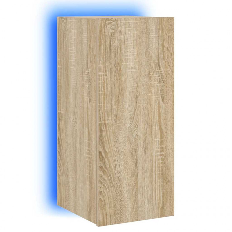 Ścienna szafka TV z LED, dąb sonoma, 30,5x35x70 cm