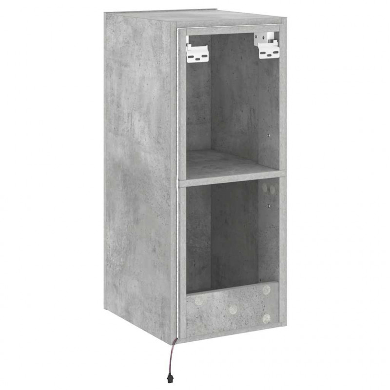 Ścienna szafka TV z LED, szarość betonu, 30,5x35x70 cm