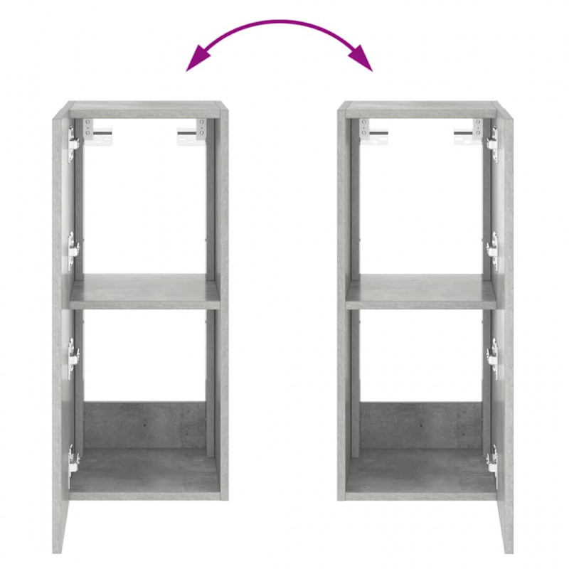 Ścienna szafka TV z LED, szarość betonu, 30,5x35x70 cm