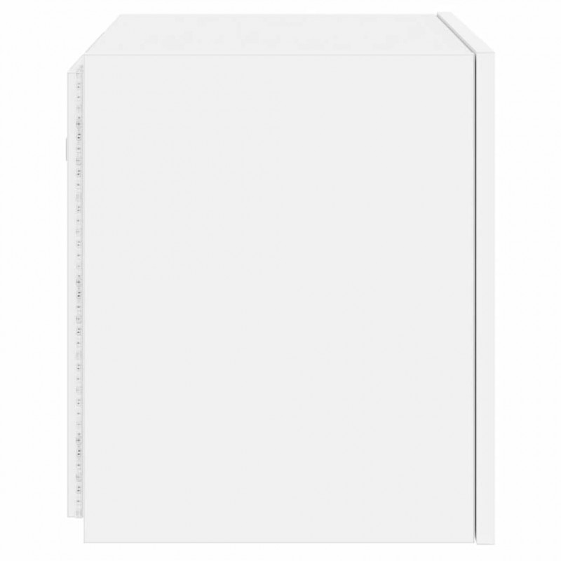 Ścienna szafka TV z LED, biała, 40,5x35x40 cm