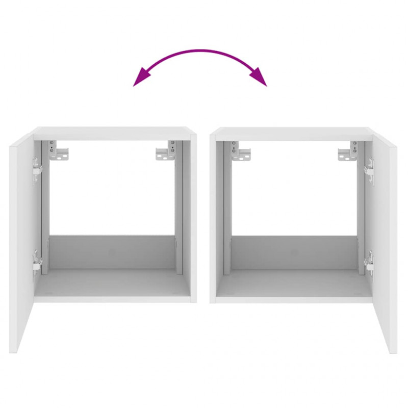 Ścienna szafka TV z LED, biała, 40,5x35x40 cm