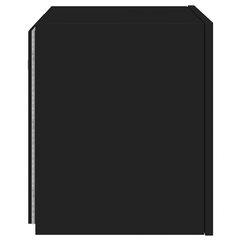 Ścienne szafki TV z LED, 2 szt., czarne, 40,5x35x40 cm