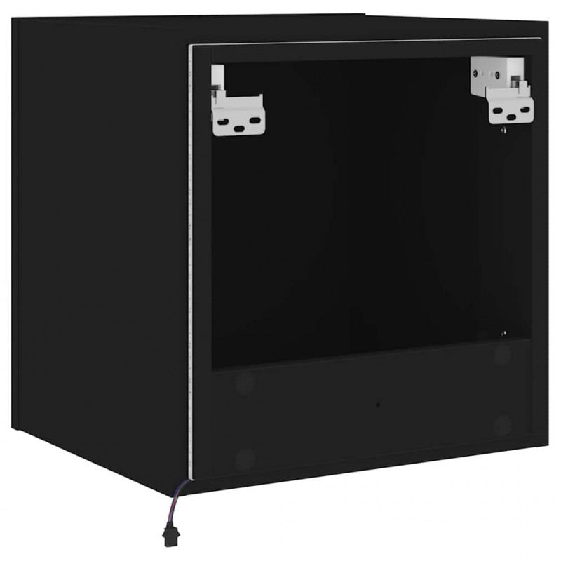 Ścienne szafki TV z LED, 2 szt., czarne, 40,5x35x40 cm