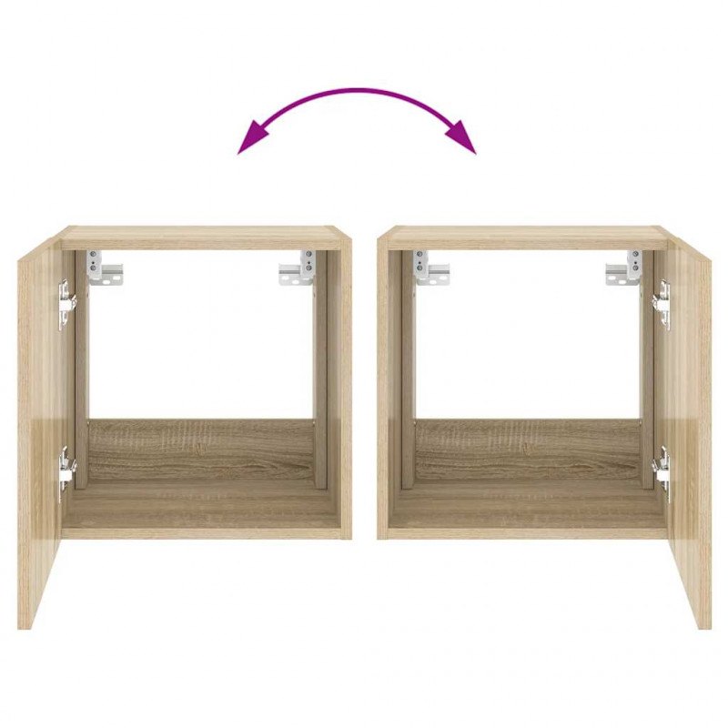Ścienna szafka TV z LED, dąb sonoma, 40,5x35x40 cm