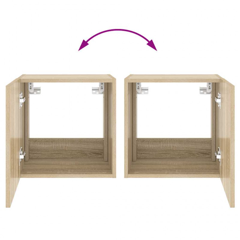 Ścienne szafki TV z LED, 2 szt., dąb sonoma, 40,5x35x40 cm