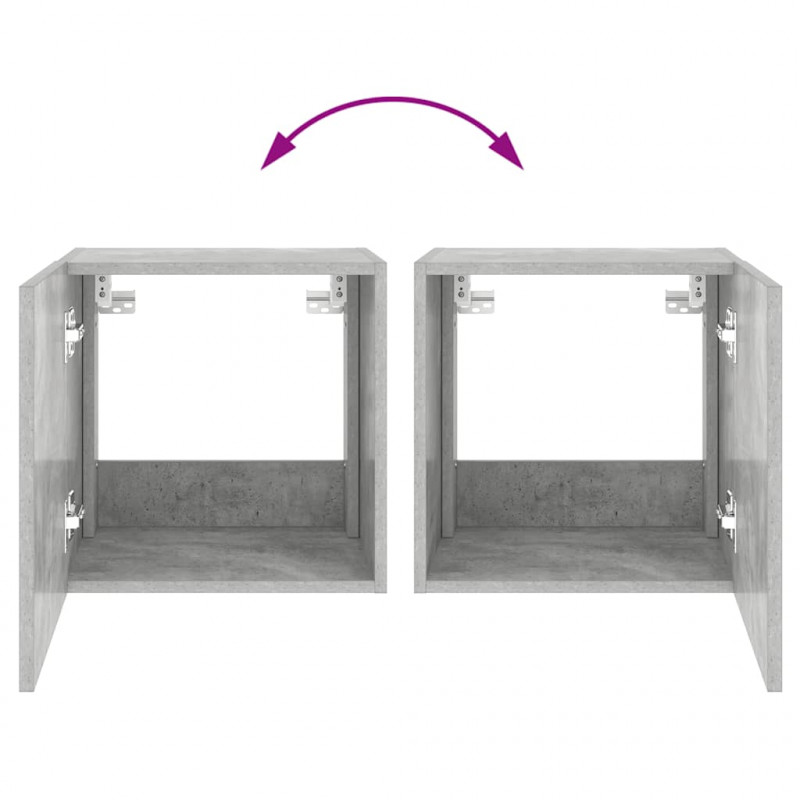 Ścienne szafki TV z LED, 2 szt., szarość betonu, 40,5x35x40 cm