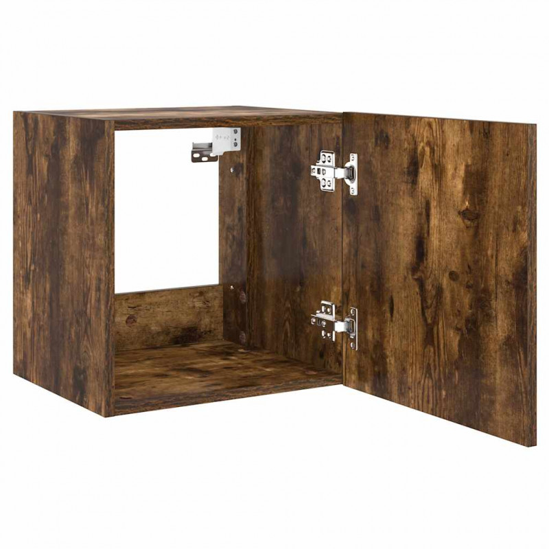 Ścienne szafki TV z LED, 2 szt., przydymiony dąb, 40,5x35x40 cm