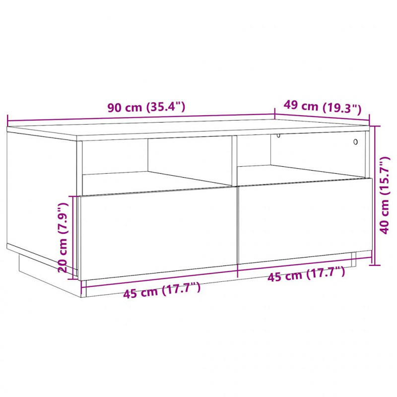 Stolik kawowy z podświetleniem LED, biały, 90x49x40 cm