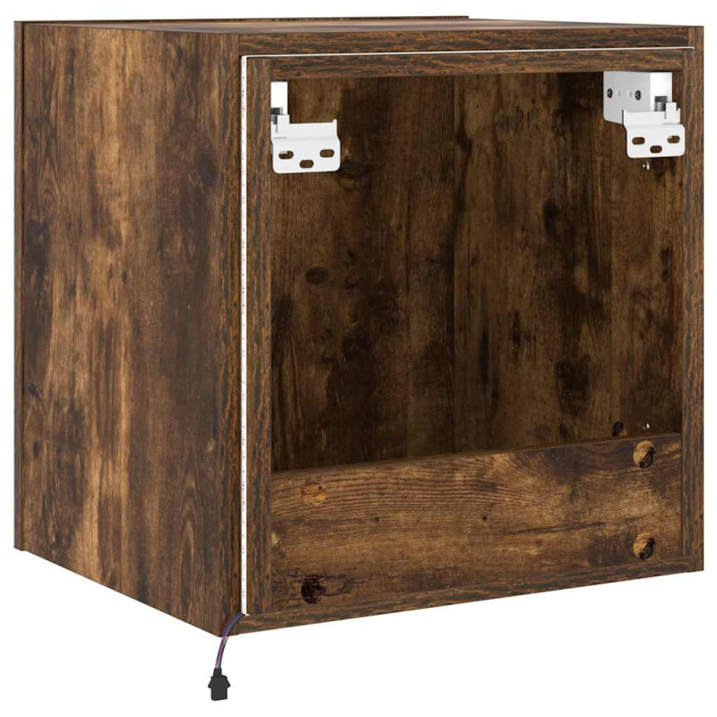 Ścienne szafki TV z LED, 2 szt., przydymiony dąb, 40,5x35x40 cm