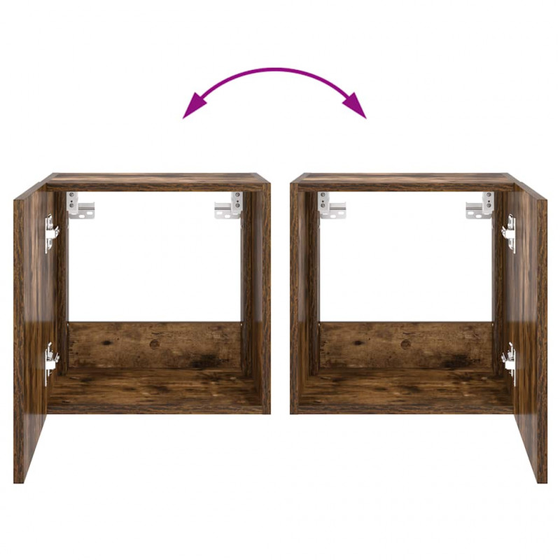Ścienne szafki TV z LED, 2 szt., przydymiony dąb, 40,5x35x40 cm