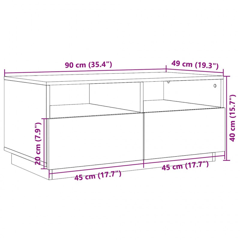 Stolik kawowy z oświetleniem LED, szarość betonu, 90x49x40 cm