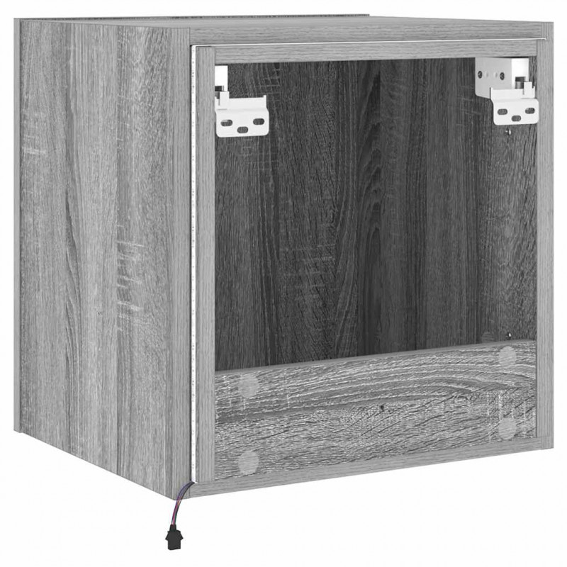 Ścienne szafki TV z LED, 2 szt., szary dąb sonoma, 40,5x35x40cm