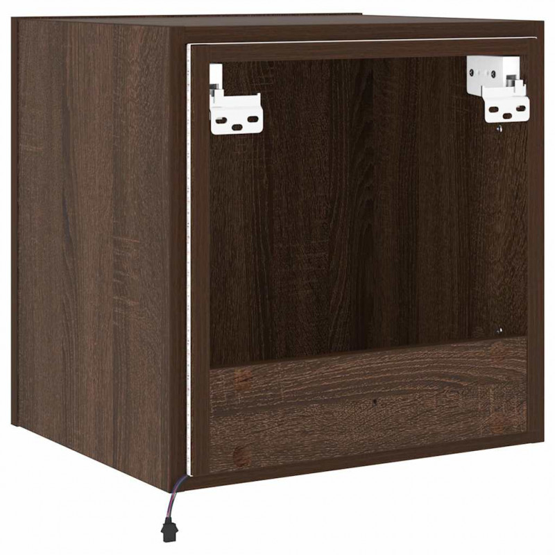 Ścienna szafka TV z LED, brązowy dąb, 40,5x35x40 cm