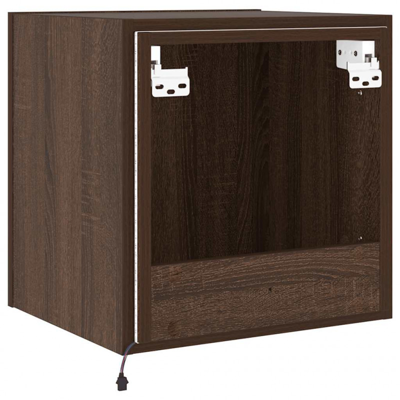 Ścienne szafki TV z LED, 2 szt., brązowy dąb, 40,5x35x40 cm