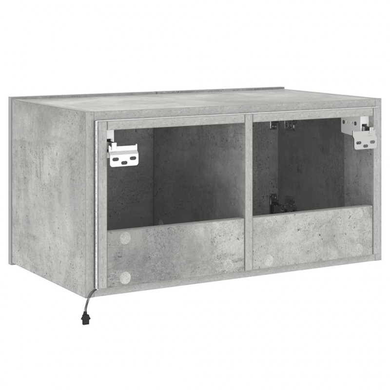 Ścienna szafka TV z LED, szarość betonu, 60x35x31 cm