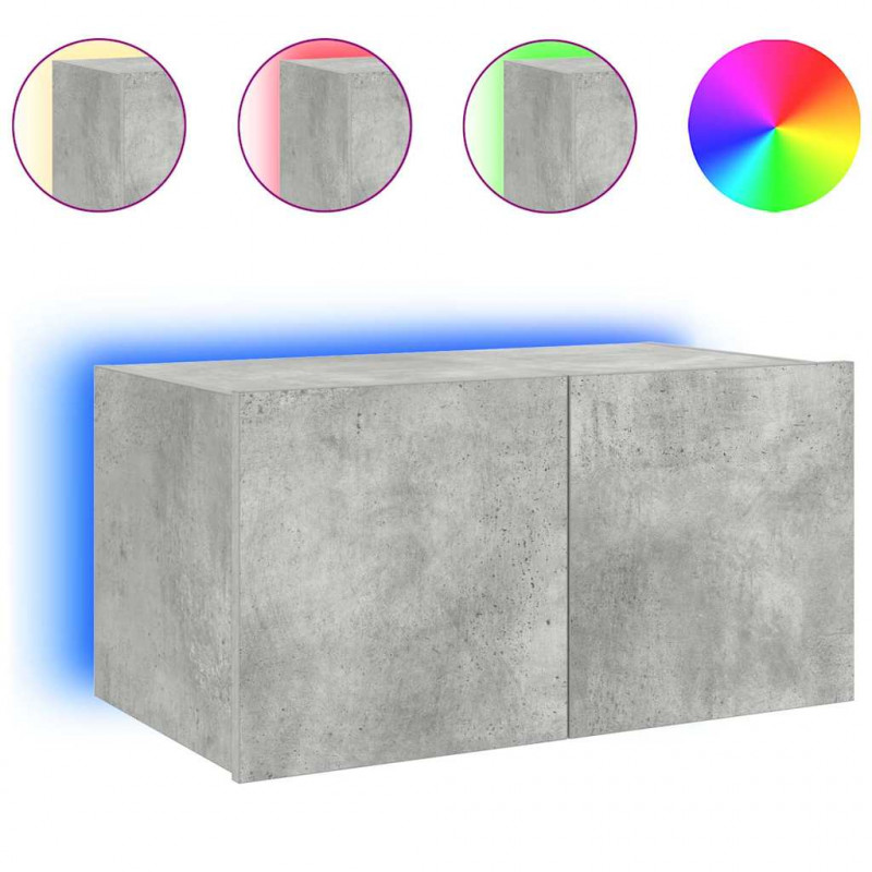 Ścienna szafka TV z LED, szarość betonu, 60x35x31 cm