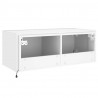Ścienna szafka TV z LED, biała, 80x35x31 cm