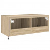 Ścienna szafka TV z LED, dąb sonoma, 80x35x31 cm
