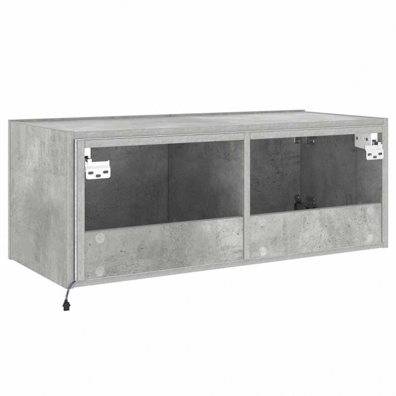 Ścienna szafka TV z LED, szarość betonu, 80x35x31 cm