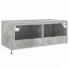 Ścienna szafka TV z LED, szarość betonu, 80x35x31 cm