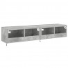 Ścienne szafki TV z LED, 2 szt., szarość betonu, 80x35x31 cm