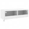 Ścienna szafka TV z LED, biała, 100x35x31 cm