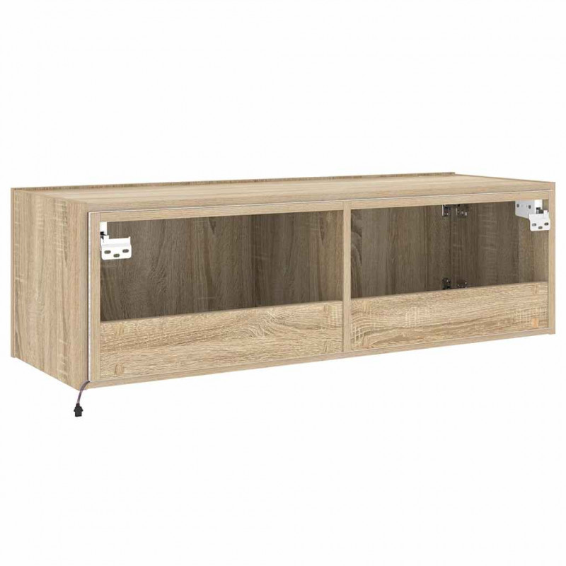 Ścienna szafka TV z LED, dąb sonoma, 100x35x31 cm
