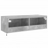 Ścienna szafka TV z LED, szarość betonu, 100x35x31 cm