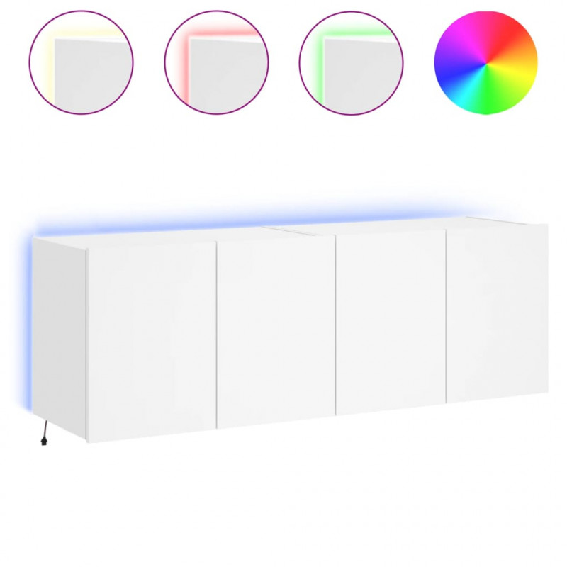 Ścienne szafki TV z LED, 2 szt., białe, 60x35x41 cm