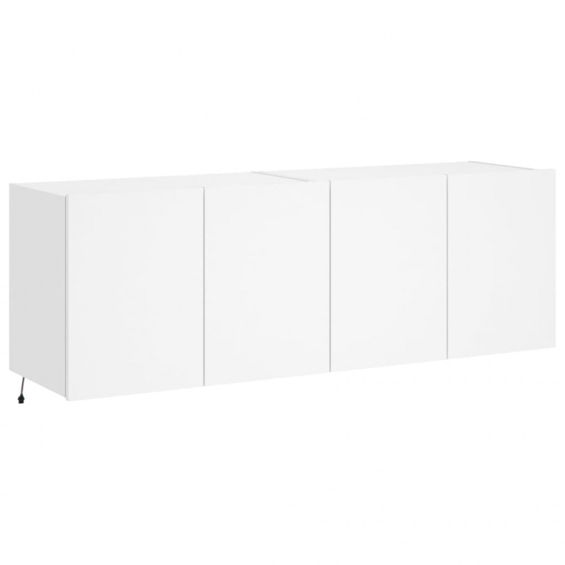 Ścienne szafki TV z LED, 2 szt., białe, 60x35x41 cm