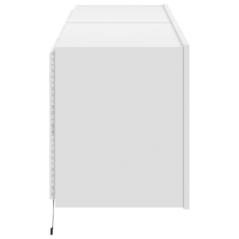 Ścienne szafki TV z LED, 2 szt., białe, 60x35x41 cm
