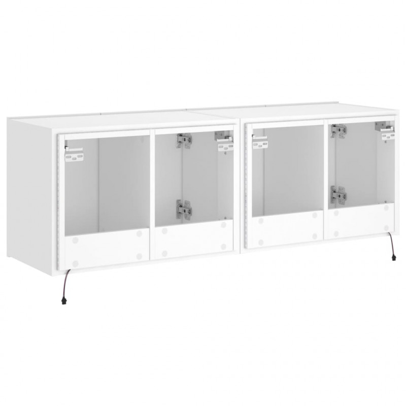 Ścienne szafki TV z LED, 2 szt., białe, 60x35x41 cm