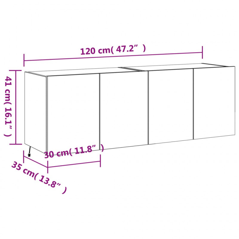 Ścienne szafki TV z LED, 2 szt., białe, 60x35x41 cm