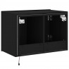Ścienna szafka TV z LED, czarna, 60x35x41 cm