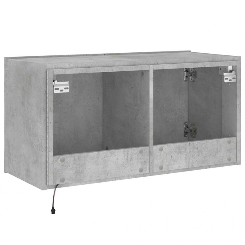 Ścienna szafka TV z LED, szarość betonu, 80x35x41 cm