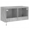 Ścienna szafka TV z LED, szarość betonu, 80x35x41 cm
