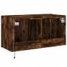 Ścienna szafka TV z LED, przydymiony dąb, 80x35x41 cm