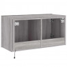 Ścienna szafka TV z LED, szary dąb sonoma, 80x35x41 cm