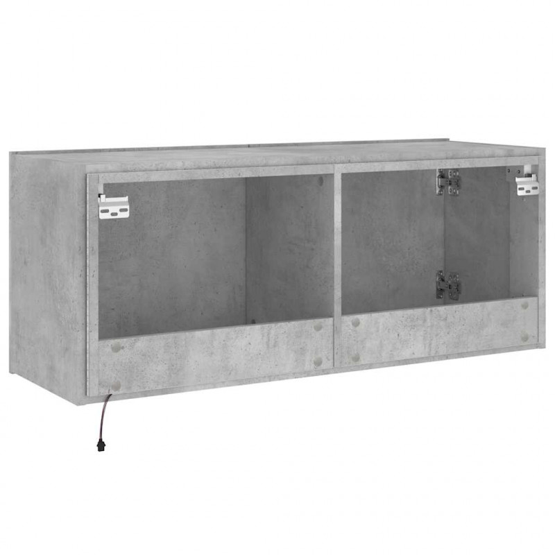 Ścienna szafka TV z LED, szarość betonu, 100x35x41 cm